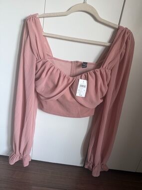 Windsor Dusty Rose Long Sleeve Cropped Blouse